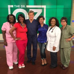 New Jersey State Nurses Association (NJSNA) President Norma Rodgers, (far left in light pink) will appear on the Dr. Oz show Monday, September 21, with fellow nurses to discuss the controversy over remarks made by the hosts of The View earlier this week.