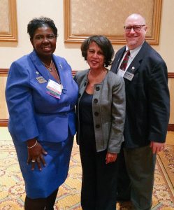 (L-R) Norma Rodgers, BSN, RN, CCRA, NJSNA president, Dr. Beverly Malone, PhD, RN, FAAN, CEO, National League for Nursing, and Dr. Benjamin Evans, DD, DNP, RN, APN, NJSNA president elect.