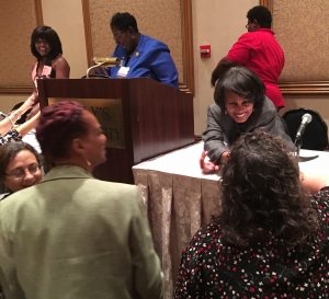 Dr. Beverly Malone, PhD, RN, FAAN, CEO, National League for Nursing, speaks with 114th Annual Convention attendees after her keynote address.