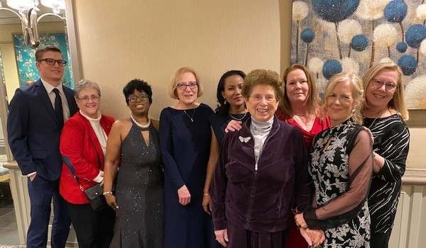 Region 4 at the 2022 Diva and Dons Gala. From your left to right.  Michael Gallagher, Ana Catanzaro, Keisha Cogdell, Beth Knox, Hilda Aluko, Barbara Wright, Regina Adams, Sandy Foley, and Maureen Clark-Gallagher