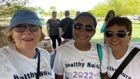 Region 4 members Beth Knox, Hilda Aluko, Amita Avanhani at Healthy Nurses Walk 9-18-22